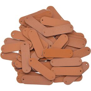 50pcs PU Leather Garment Labels Blank 2 Holes Apparel Accessories DIY Crafts (Brown)