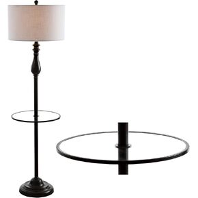 JONATHAN Y JYL3057A Laine 60" Metal/Glass LED Side Table and Floor Lamp Traditional,Transitional for Bedrooms, Living Room, Office, Reading, OilRubbedBronze