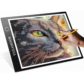 YUZAMOOR A4 Light Pad for Tracing & Weeding Vinyl, 3 Levels Illumination LED Copy Board Light Tracing Box Ultra-Thin USB Power for Diamond Art, Vinyl Weeding Tools, Sketching, Tracing with Clips