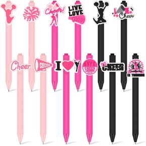 12 Pcs Pens Set Cartoon Ballpoint Pen Funny Retractable Writing Pens Bulk Black Ink Pens Gifts for Girls Women Office Classroom School Party Favors (Dark Color,Coffee)