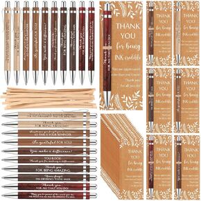 ReliThick 20 Sets Employee Appreciation Gifts Bulk Christmas Thank You Gift Includes Bamboo Pens with Inspirational Kraft Bookmark Office Favor for Team Coworker Teacher Nurse Volunteer,10 Style