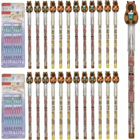 Maydahui 24 PCS Capybara Stackable Pencil Non Sharpening HB Pencils Novelty Stacking Multipoint Pencil Pop Up Pencils With 128 PCS Nibs for School Party Office