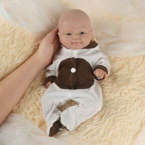 Vollence 18" Full Silicone Baby Doll Realistic Boy Waterproof Eye Open Anatomically Correct Stress Relief Anti-Stress with Feed Kit Accessories & Gift Box - Boy