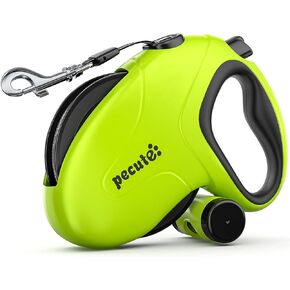 Pecute 32ft Retractable Dog Leash with Reflective Strips, 360° Tangle-Free Dog Leash, One-Button Control & Sturdiness Nylon Dog Leash with Poop Bag, Long Dog Leash Retractable for Medium Large Dog