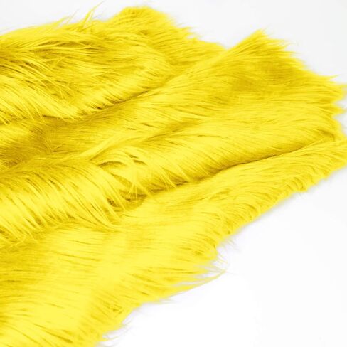 Faux Fur Fabric 20 X 20 Inches, 26 Colors Available, Shaggy Plush Fluffy Fuzzy Shannon Fur Patch for Fursuit, Cosplay, Costume, Dwarf, Craft Supply, Decoration (Yellow) in Saudi Arabia