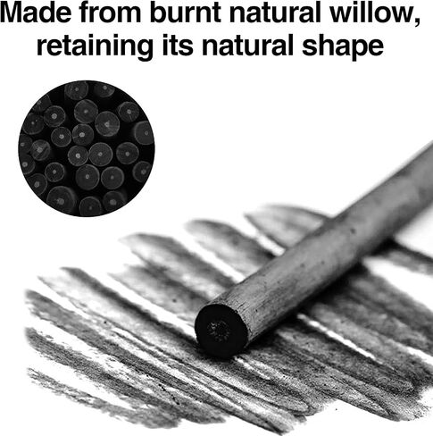 25 Pcs Charcoal Pencils,Vine Charcoal,Black Artist Vine Charcoal Willow Charcoal Sticks The Art of Drawing and Painting for Artists, Beginners, and Students(4-5mm) in Saudi Arabia