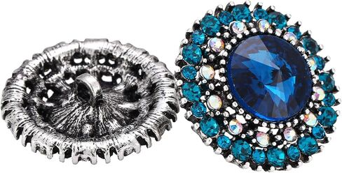 2 Pcs Rhinestone Buttons, Crystal Embellishments Buttons for Clothing Jewelry Making DIY Decoration Bottons for Sewing Crafts Wedding Bridal (Black Rhinestones) in Kuwait