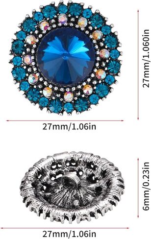 2 Pcs Rhinestone Buttons, Crystal Embellishments Buttons for Clothing Jewelry Making DIY Decoration Bottons for Sewing Crafts Wedding Bridal (Black Rhinestones) in Kuwait