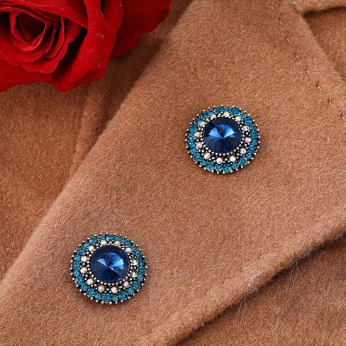 2 Pcs Rhinestone Buttons, Crystal Embellishments Buttons for Clothing Jewelry Making DIY Decoration Bottons for Sewing Crafts Wedding Bridal (Black Rhinestones) in Kuwait