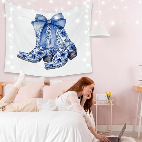 LiTiu Pink Bow Y2K Coquette Preppy Room Decor Tapestry Wall Hanging, Preppy Wall Art Decor， Trendy Coquette Wall Decor for Girls Bedroom Dorm, 50x60 in(Unframed) in Kuwait