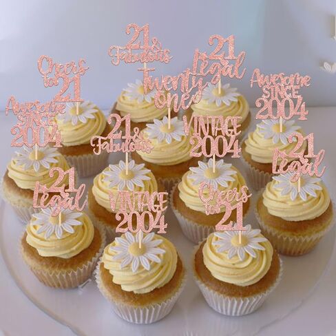 Rsstarxi 24 Pack Sweet 16th Cupcake Toppers Glitter Sixteen 16 Fabulous Vintage 2009 Cupcake Picks for Cheers to 16th Birthday Wedding Anniversary Party Cake Decorations Pink in Kuwait