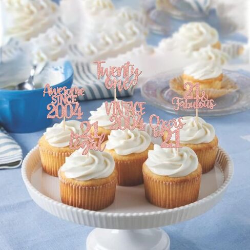 Rsstarxi 24 Pack Sweet 16th Cupcake Toppers Glitter Sixteen 16 Fabulous Vintage 2009 Cupcake Picks for Cheers to 16th Birthday Wedding Anniversary Party Cake Decorations Pink in Kuwait