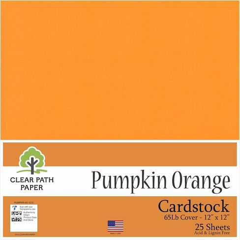 Clear Path Paper - Pumpkin Orange Cardstock - 12 x 12 inch - 65Lb Cover - 25 Sheets in Saudi Arabia