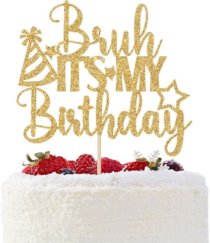 Bruh It's My Birthday Cake Topper، زينة كعكة عيد ميلاد سعيد Bruh، عيد ميلاد سعيد يا أخي، زينة حفلات عيد ميلاد الصبي المراهق (بريق أزرق) in Kuwait
