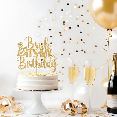 Bruh It's My Birthday Cake Topper، زينة كعكة عيد ميلاد سعيد Bruh، عيد ميلاد سعيد يا أخي، زينة حفلات عيد ميلاد الصبي المراهق (بريق أزرق) in Kuwait