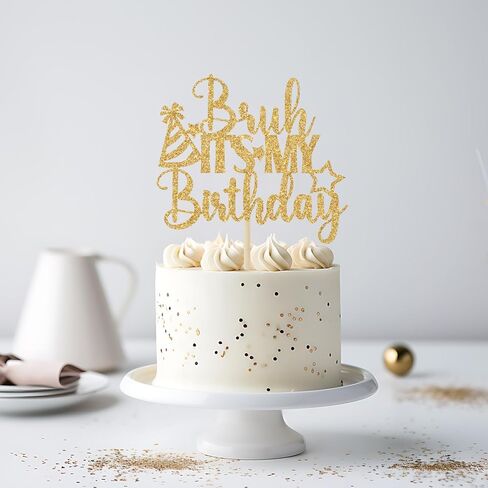 Bruh It's My Birthday Cake Topper، زينة كعكة عيد ميلاد سعيد Bruh، عيد ميلاد سعيد يا أخي، زينة حفلات عيد ميلاد الصبي المراهق (بريق أزرق) in Kuwait