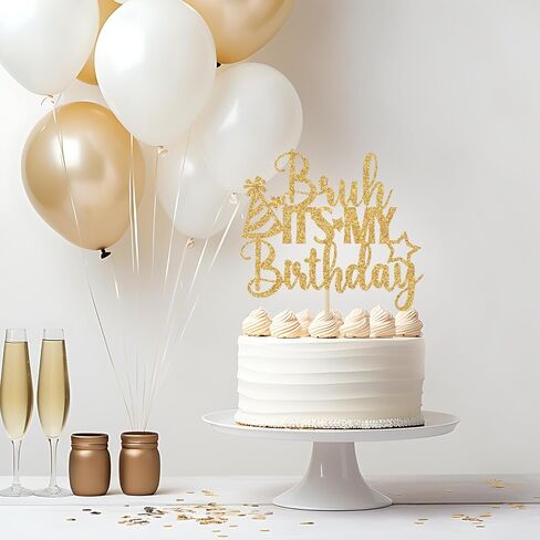 Bruh It's My Birthday Cake Topper، زينة كعكة عيد ميلاد سعيد Bruh، عيد ميلاد سعيد يا أخي، زينة حفلات عيد ميلاد الصبي المراهق (بريق أزرق) in Kuwait