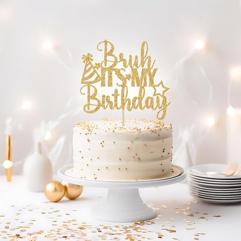 Bruh It's My Birthday Cake Topper، زينة كعكة عيد ميلاد سعيد Bruh، عيد ميلاد سعيد يا أخي، زينة حفلات عيد ميلاد الصبي المراهق (بريق أزرق) in Kuwait