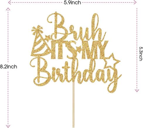 Bruh It's My Birthday Cake Topper، زينة كعكة عيد ميلاد سعيد Bruh، عيد ميلاد سعيد يا أخي، زينة حفلات عيد ميلاد الصبي المراهق (بريق أزرق) in Kuwait