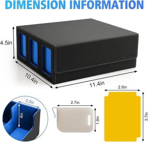 SANZIE Card Deck Box for MTG Commander Deck Box with 2 Toploaders 35PT fits 260+ Single Sleeved Trading Cards TCG Deck Box for Magic Game Cards (Black&Blue) in Kuwait