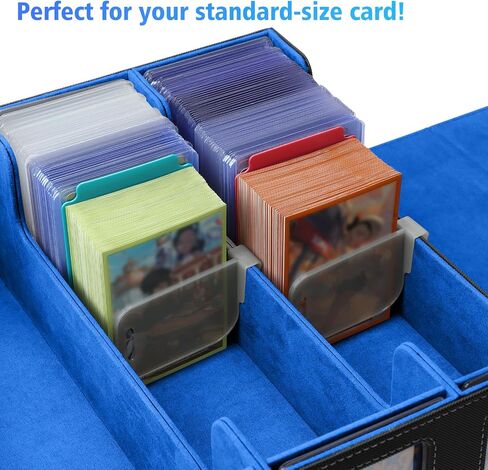 SANZIE Card Deck Box for MTG Commander Deck Box with 2 Toploaders 35PT fits 260+ Single Sleeved Trading Cards TCG Deck Box for Magic Game Cards (Black&Blue) in Kuwait