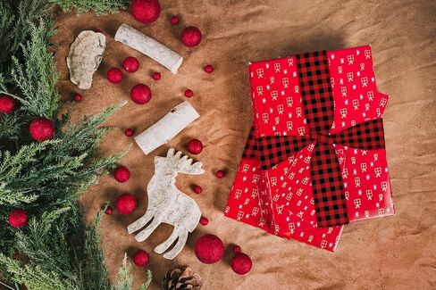 YKW 2 Rolls Christmas Ribbon Set, 2.56" x 5 Yards - Santa & Snowman with Buffalo Plaid Wired Edge Ribbons, for Rustic Holiday Decor, Wreath,Bow, Gift Wrapping in Saudi Arabia