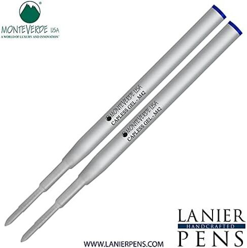 مجموعة Lanier Combo Pack - عبوتان - عبوة حبر جل Monteverde® Capless M42 متوافقة مع معظم أقلام الحبر الكروية طراز Montblanc® - أزرق (طرف رفيع 0.6 مم) in Kuwait
