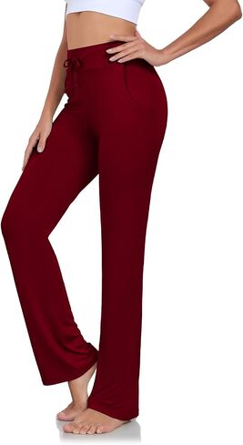 ADANIKI Womens Yoga Pants with Pockets Straight-Leg Loose Comfy Modal Drawstring Lounge Running Long Active Casual Sweatpants in Kuwait