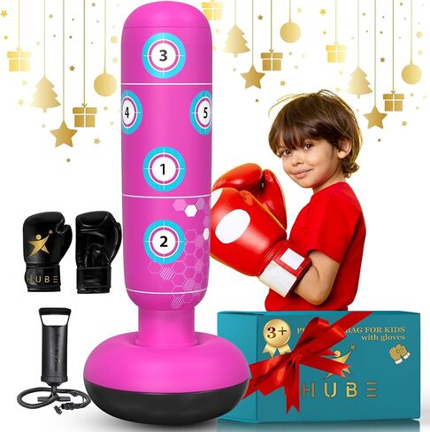 كيس ملاكمة قابل للنفخ للأطفال مع قفازات - 66 بوصة دمية ملاكمة للأعمار من 5 إلى 12 عامًا - هدايا رياضية للأولاد - ألعاب رائعة للأطفال - مجموعة ملاكمة لممارسة الكاراتيه، التايكوندو، فنون القتال المختلطة in Kuwait