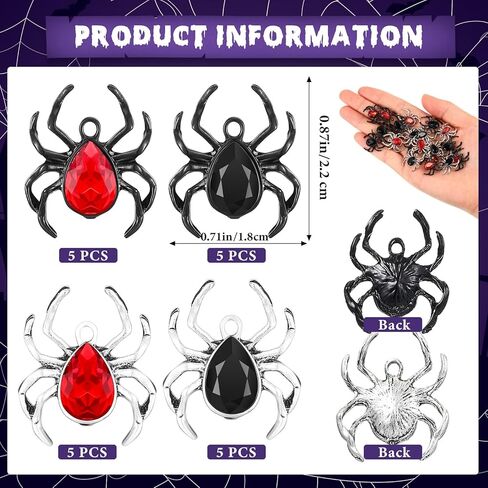 20 قطعة من سحر العنكبوت القوطي للأقراط والأساور وقلادات العنكبوت لسلاسل المفاتيح والقلائد اليدوية اليدوية لصنع قلادات عنكبوت عتيقة مع مجوهرات قوطية من الأحجار الكريمة، 4 أنماط in Kuwait