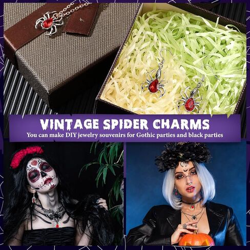 20 قطعة من سحر العنكبوت القوطي للأقراط والأساور وقلادات العنكبوت لسلاسل المفاتيح والقلائد اليدوية اليدوية لصنع قلادات عنكبوت عتيقة مع مجوهرات قوطية من الأحجار الكريمة، 4 أنماط in Kuwait