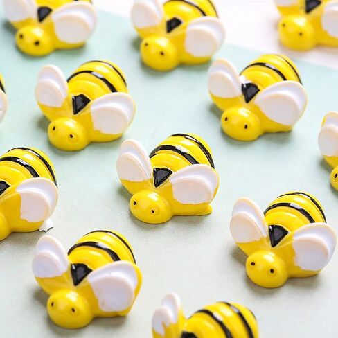 30 Pcs Cute Tiny Bee Resin Flatback Embellishment Mini Bee Bumble Ornaments for Hair Clip DIY Craft Scrapbooking in Saudi Arabia
