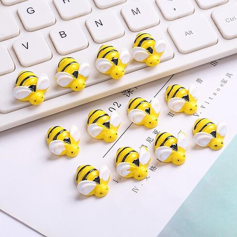 30 Pcs Cute Tiny Bee Resin Flatback Embellishment Mini Bee Bumble Ornaments for Hair Clip DIY Craft Scrapbooking in Saudi Arabia