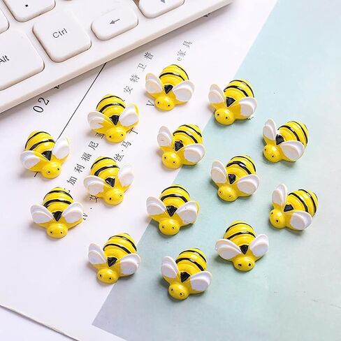30 Pcs Cute Tiny Bee Resin Flatback Embellishment Mini Bee Bumble Ornaments for Hair Clip DIY Craft Scrapbooking in Saudi Arabia