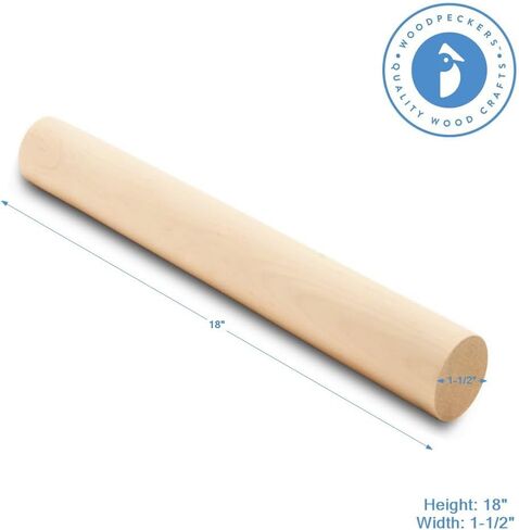 Dowel Rods Wood Sticks Wooden Dowel Rods - 1-1/2 x 18 Inch Unfinished Hardwood Sticks - for Crafts and DIYers - 2 Pieces by Woodpeckers in Saudi Arabia