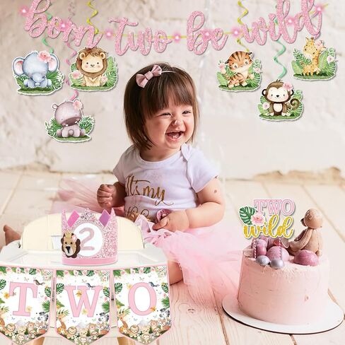 Two Wild Birthday Decorations, Two Wild Birthday Decorations Girl Two Wild, Born Two Be Wild Birthday Decorations Girl Born Two Be Wild Birthday Decorations Girl for Jungle Theme Birthday Girl in Kuwait
