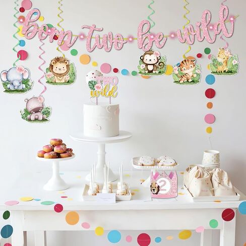 Two Wild Birthday Decorations, Two Wild Birthday Decorations Girl Two Wild, Born Two Be Wild Birthday Decorations Girl Born Two Be Wild Birthday Decorations Girl for Jungle Theme Birthday Girl in Kuwait