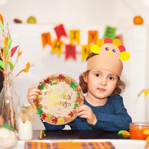 مجموعة أطباق ومناديل عيد الشكر من أويجكو تقدم 48 مجموعة أدوات طعام للاستعمال مرة واحدة لعيد الشكر تتضمن أطباق العشاء وأطباق الحلوى والمناديل لديكورات حفلات عيد الشكر في الخريف in Kuwait