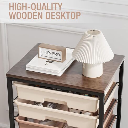 Storage Cart with 8 Drawers, Utility Cart with White Drawers and Wooden Tabletop, Craft Cart, Teacher Organization for Classroom,White in Kuwait