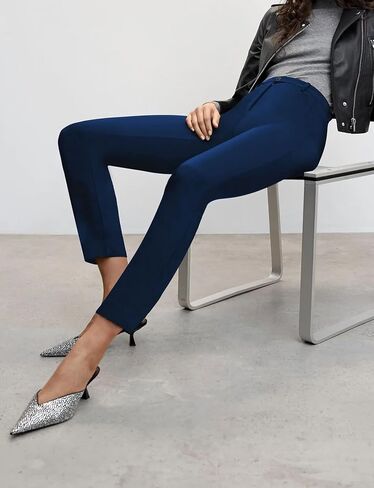 Houmous 29" Inseam Dress Pants for Women Stretchy Skinny Leg Work Slacks Pull On Casual Trousers in Kuwait