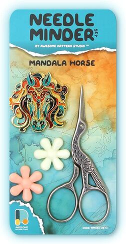 مجموعة أدوات ضبط الإبرة بنمط ستوديو رائع - أداة ضبط الإبرة المغناطيسية لحصان ماندالا + 2 خيط إبرة. دبوس المينا للغرز المتقاطعة والتطريز والحرف اليدوية in Kuwait