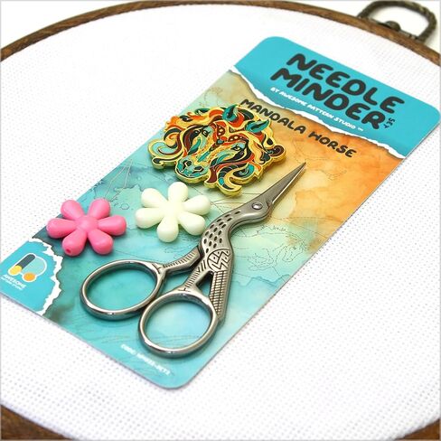 مجموعة أدوات ضبط الإبرة بنمط ستوديو رائع - أداة ضبط الإبرة المغناطيسية لحصان ماندالا + 2 خيط إبرة. دبوس المينا للغرز المتقاطعة والتطريز والحرف اليدوية in Kuwait