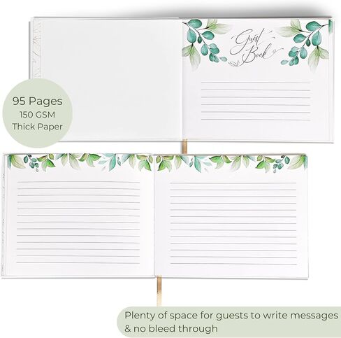 Gold Foil Greenery Wedding Guest Book 7 x 9 inches, Pen & Table Sign Included, Resgistry Sign in Book for Wedding, Bridal Shower, Baby Shower, Graduation, Birthday, Funeral, Anniversary or Reception in Saudi Arabia