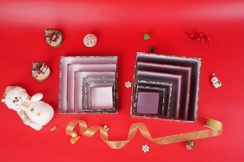 Lyforpyton 6PCS Christmas Nesting Gift Boxes with Lids Xmas Nested Box Set Red Green Square Stackable Gift Box for Christmas New Year Packaging in Saudi Arabia