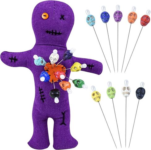 10Pcs Voodoo Doll Kit, Real Voodoo Dolls with 9 Skull Pins Creepy Ghost Doll Revenge Spells Voodoo Doll Relieve Stress Horror Doll for Halloween Christmas Birthday Ornament Decoration (Beige) in Saudi Arabia