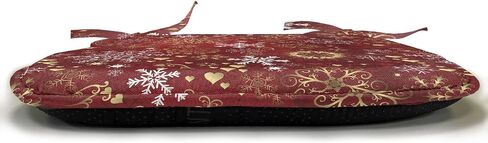 Ambesonne Winter Chair Seating Cushion Set of 4, Old Fashioned Christmas Hearts and Swirls Vintage Composition, Anti-Slip Seat Padding for Kitchen & Patio, 16"x16", Vermilion Yellow White in Saudi Arabia