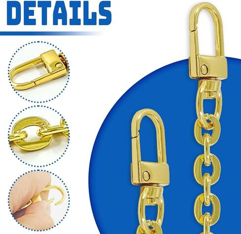 Luomorgo 2 Pcs Metal Chain Handles Strap, Purse Chain Straps Replacement, Handbags Chain Handles for Shoulder Bags, Clutch Purse DIY Crafts (Gold, 15.7" Length) in Saudi Arabia