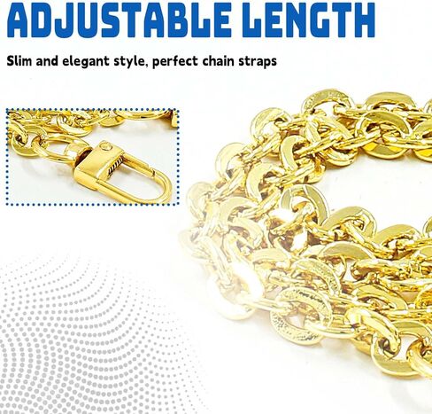 Luomorgo 2 Pcs Metal Chain Handles Strap, Purse Chain Straps Replacement, Handbags Chain Handles for Shoulder Bags, Clutch Purse DIY Crafts (Gold, 15.7" Length) in Saudi Arabia