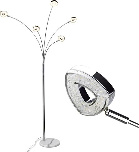 DINGLILIGHTING DLLT 5 Head Arc Floor Lamps for Living Room, Spider Lamps with 5 Adjustable Arms, Modern Tree Standing Lamp for Bedroom, Office, 3 Brightness Level, Warm White, Sliver in Saudi Arabia