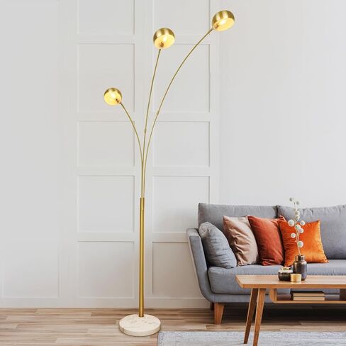 DINGLILIGHTING DLLT 5 Head Arc Floor Lamps for Living Room, Spider Lamps with 5 Adjustable Arms, Modern Tree Standing Lamp for Bedroom, Office, 3 Brightness Level, Warm White, Sliver in Saudi Arabia
